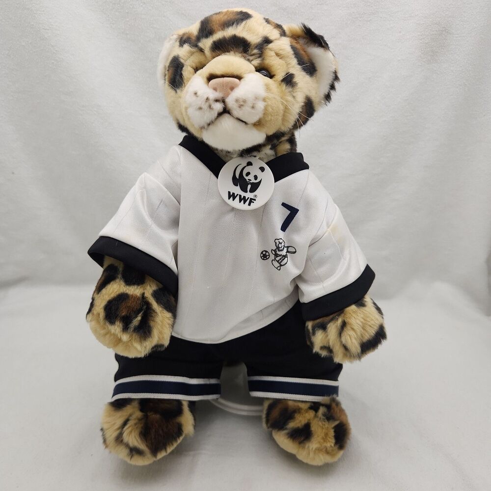 Stuffed Animal Build A Bear WWF Cheetah Leopard Plush 15" Soccer Growl Box 2002